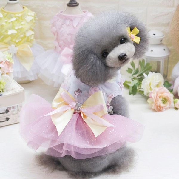 

dog apparel dress puppy pet clothes skirt small wedding clothing flower lace cute sequin princess