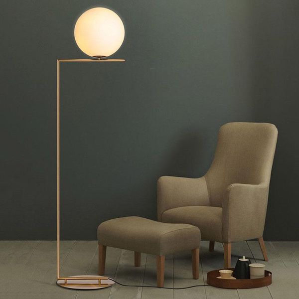 

floor lamps modern white glass globe shade light d30cm lamp gold desk for reading bedroom living room home lighting f032
