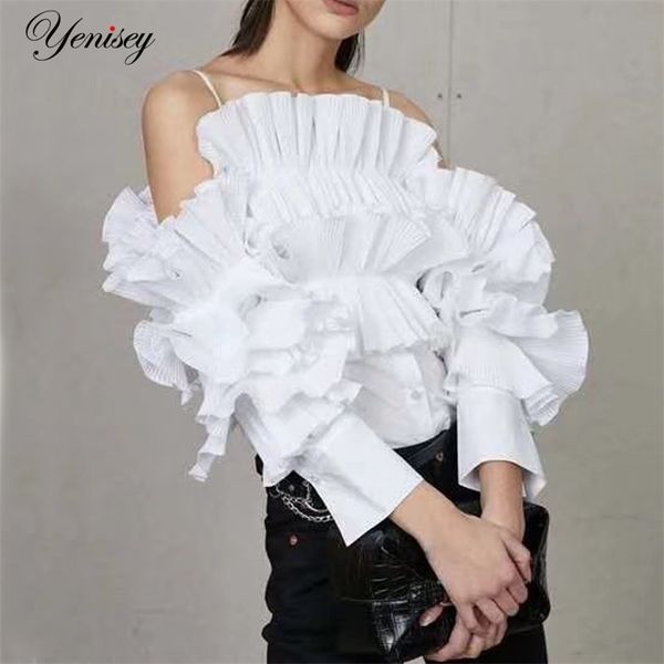 

womens vest summer sleeveless tanks button solid women shirt front ruffle hem camis female crop mengdi 210616, White