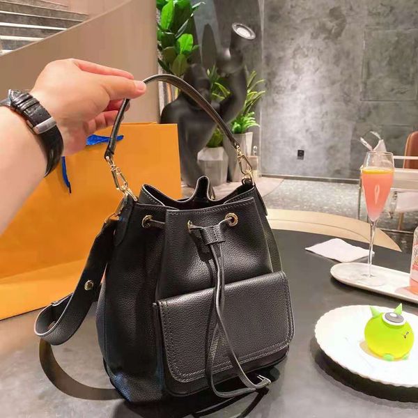 

genuine leather cowhide bucket bags fashion lady single shoulder bag luxury designer casual bag