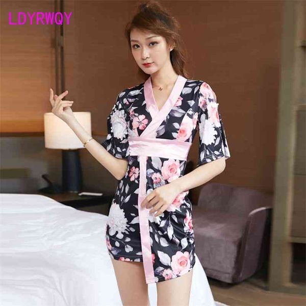 

japanese printed kimono slim dress hip bag woman office lady sheath zippers knee-length polyester 210603, Black;gray