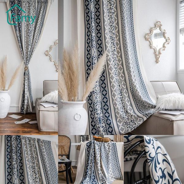 

curtain & drapes bohemian window cotton linen curtains in the living room bedroom kitchen japanese style semi-transmiss drape home decor