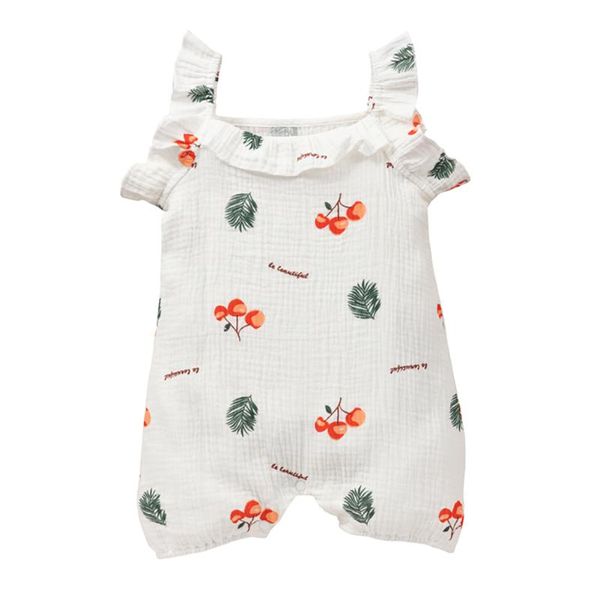

jumpsuits born sleeveless romper with cherry print ruffle summer cool cute style clothing baby girls, Blue