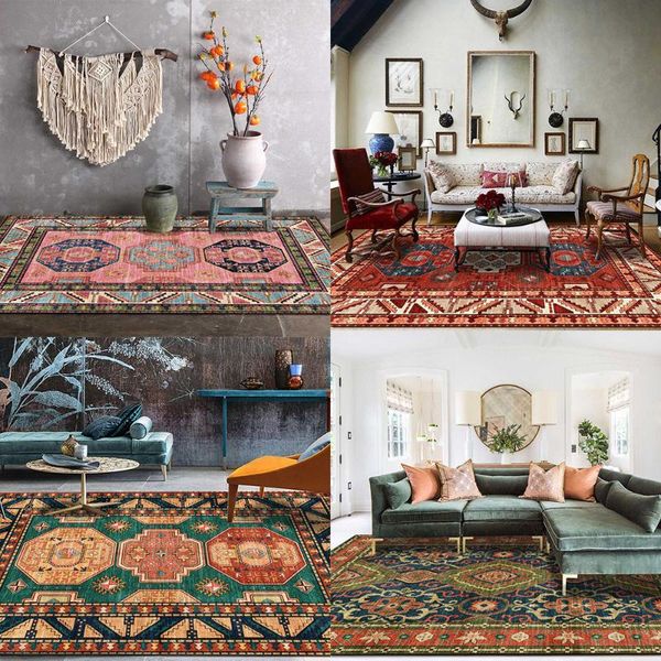 

carpets fashion retro elegant ethnic style geometric multicolor living room bedroom bedside carpet floor mats