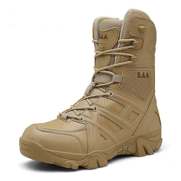 

boots vancat men brand military leather special force tactical desert combat men's outdoor shoes ankle, Black