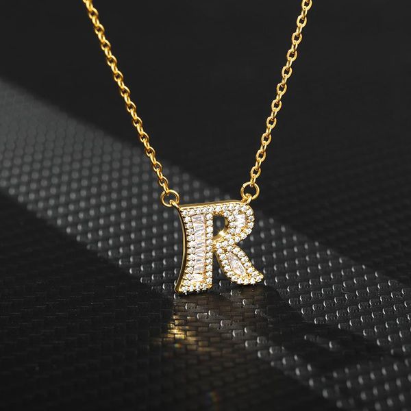 

zircon a-z letter initial necklace for women gold color stainless steel neck chain female pendant jewelry collier femme necklaces, Silver