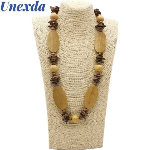 

chains unexda coconut shell necklace bohemian round irregular wood beaded choker for women environmental material long chain jewelry, Silver