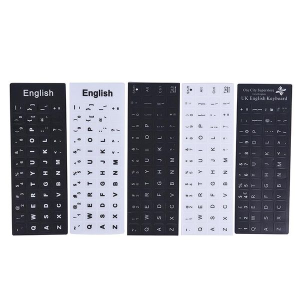 

keyboard covers universele engels toetsenbord vervanging stickers huid wit op zwart geschikt voor elke pc of laptop