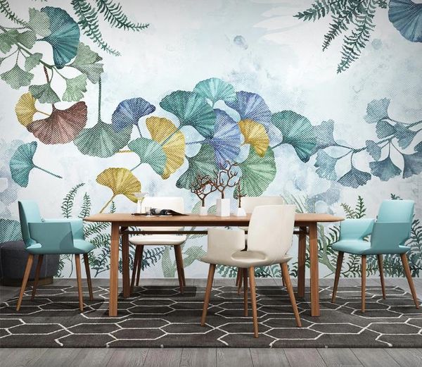 

wallpapers custom po wallpaper modern minimalist plant ginkgo leaf hand drawn backdrop 3d home decor mural
