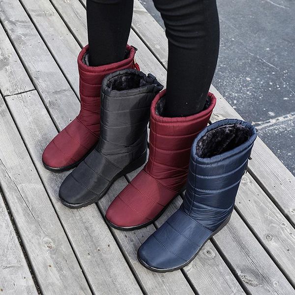 

snow boots waterproof tassel ankle for women female winter shoes plush warm, Black