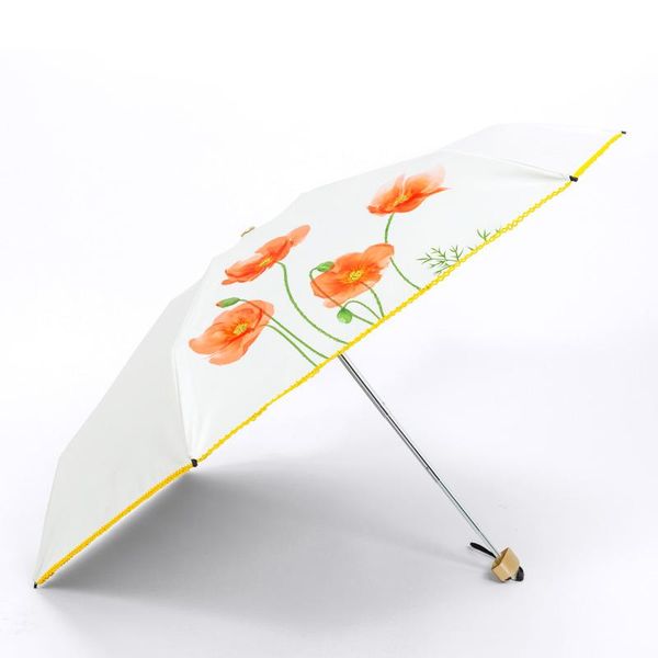 

umbrellas five folding non-automatic umbrella for women windproof anti-uv sunscreen parasol creative mini pocket black coating