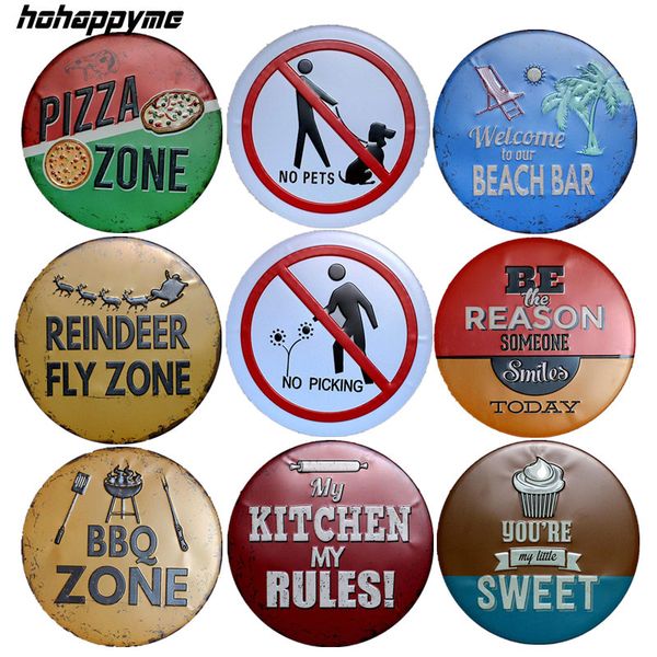 

welcome to our beach bar round metal plate metal sign plaque wall decor painting retro gift vintage home decor 30x30cm