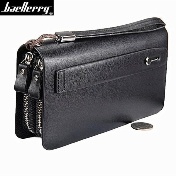 

double zipper men wallets leather business male clutch bag long purses with phone coin carteira women wallet, Red;black