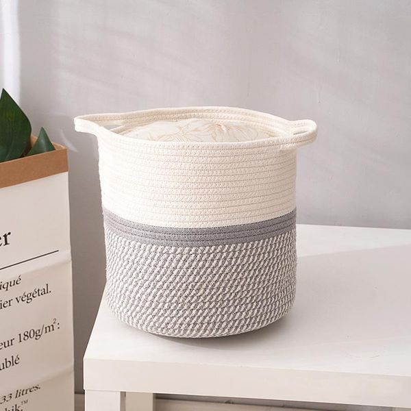 

laundry storage & organization baskets machine washable home decoration fold portable stylish&sturdy durable cotton rope weaving large conta