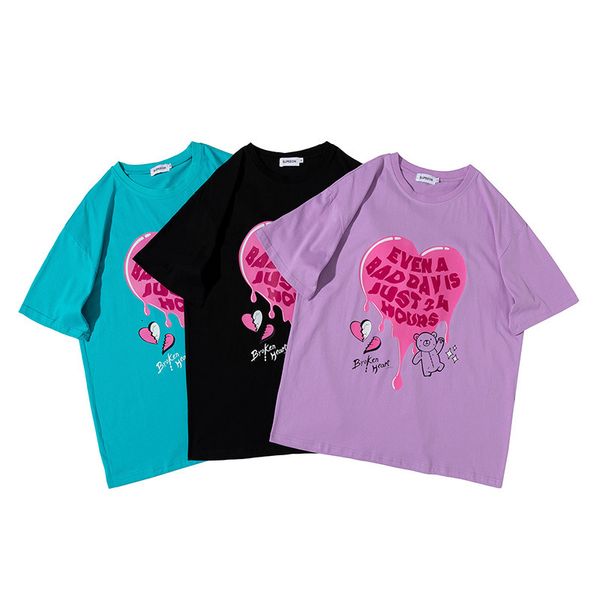 

t shirt love print short sleeve women's summer 2021 korean loose couple pure cotton half body, White;black