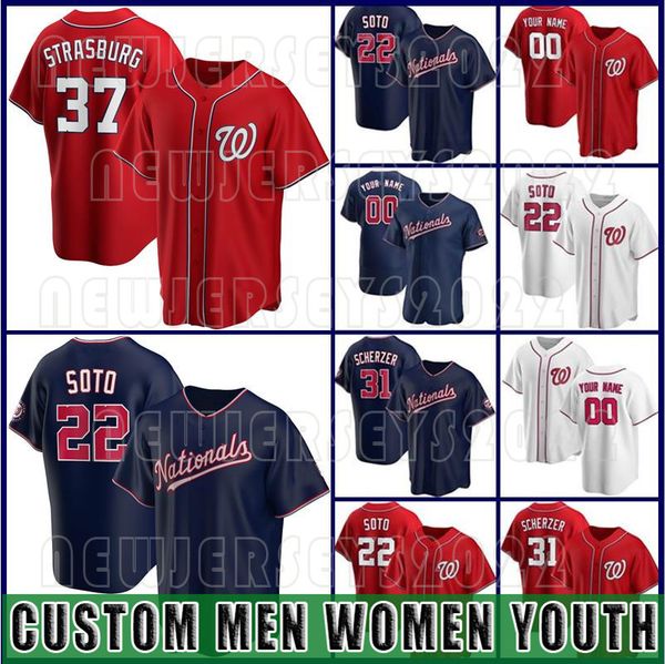 

custom 22 juan soto jersey 31 max scherzer baseball 37 stephen strasburg 7 trea turner nationals jerseys 33 brad hand 10 yan gomes, Blue;black