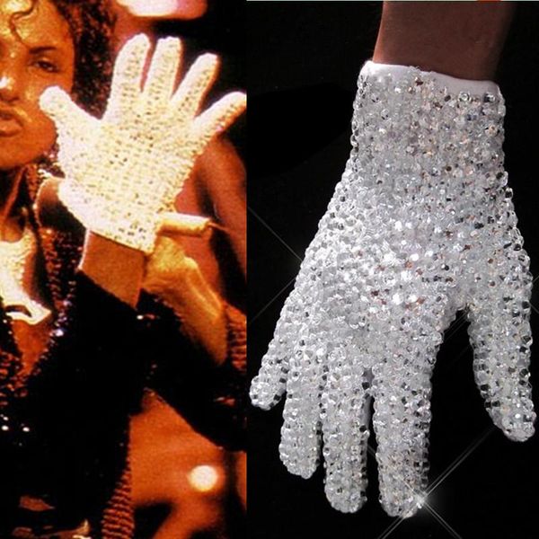 

fingerless gloves rare mj michael jackson both side rhinestone silver crystal handmade glove collection for billie jean preformance, Blue;gray