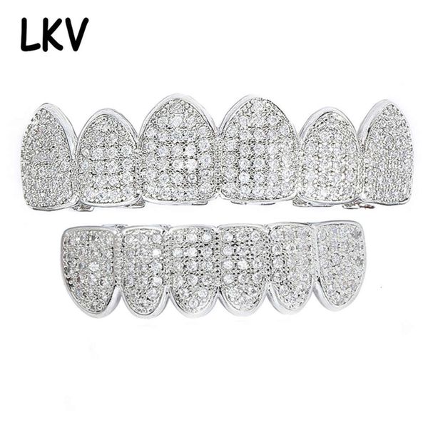 

hip hop jewelry micro inlaid zircon braces, Silver