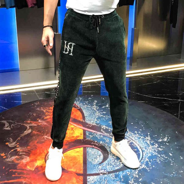 

pant autumn/winter type tie embroidered letty snuffled loose haren small sport foot pants for man, Black