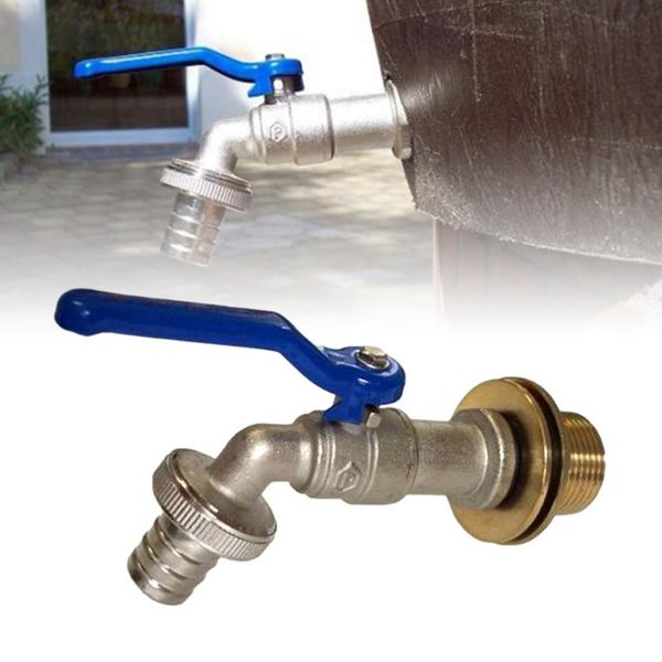 

watering equipments 3/4 in drain cock for rain barrel or tank with 1inch duct barrels outlet valve brass cw617n nickel-plated