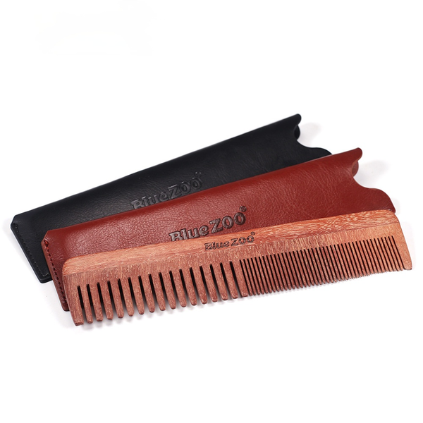 

red sandalwood comb leather bag health women's care beauty items antistatic portable thick and thin long oily hair beard woman 3 color