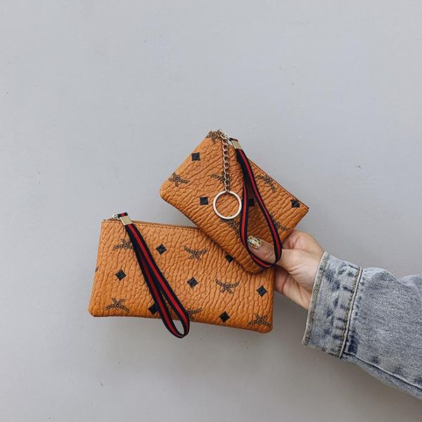 

european and american print short zipper wallet cute mini coin bag women's purse, Red;black