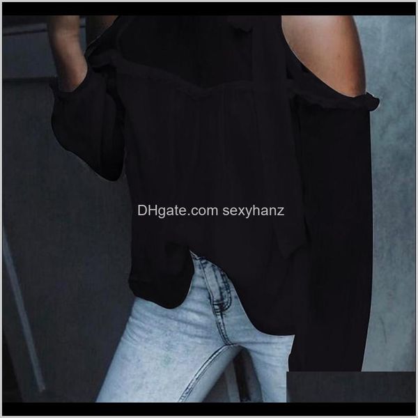 

& shirts clothing apparel drop delivery 2021 women strapless shirt halter casual long sleeve blouse ladies loose womens chiffon blo, White