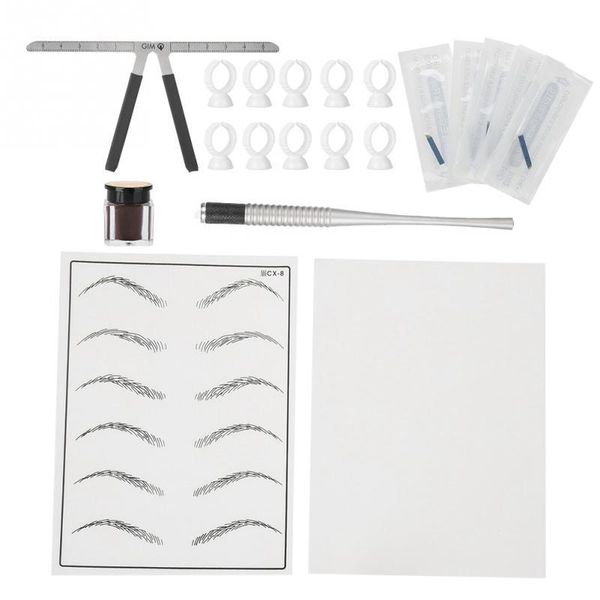 

tattoo guns kits semi-permanent eyebrow microblading makeup tool pen blade needle pigment cup set kit for lip body