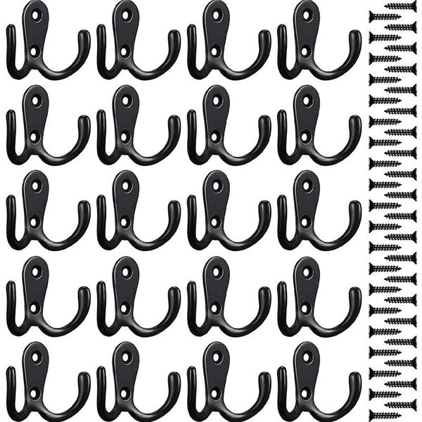 

double prong robe hooks dual coat wall mounted hook retro metal cloth hanger for home storage bags