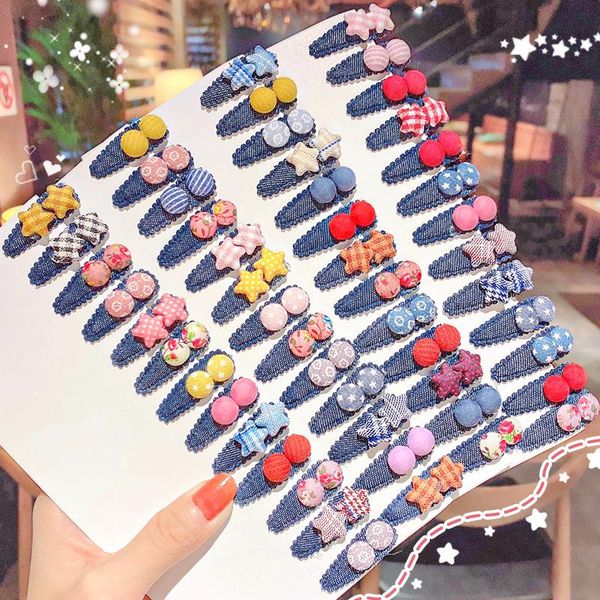 

hair accessories 10pc/set korea style star girls cute cartoon pattern child hairpins fashion clips ornament suit, Slivery;white
