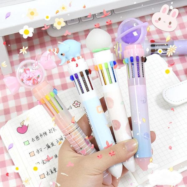 

ballpoint pens 10 colors ball point for writing cute korean stationery 0.7mm kawaii school supplies in bulk anime, Blue;orange