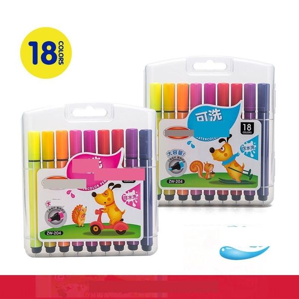

gb5 master washable water 12 18 24 36 48 color painting pens children's painting set art color pen brushbrush brushsupplies, Black;red