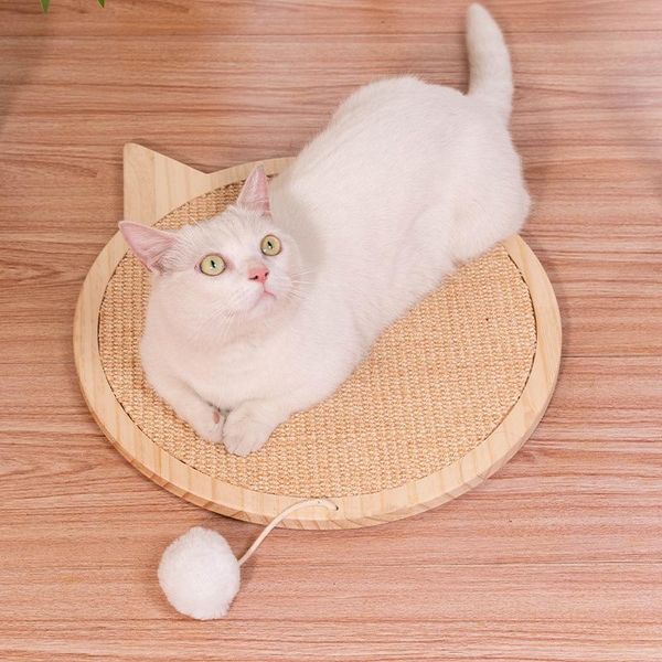 

cat beds & furniture multi-functional woodiness claw board sisal size cats nest wear resistant pets litter mat band fluffy toy play accessor