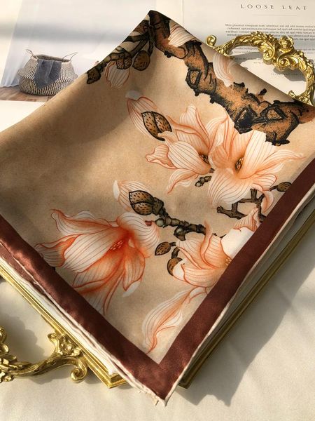 

scarves 16mm blooming white magnolia silk scarf women spring autumn hangzhou shawl long gift fashion lady real 100%, Blue;gray