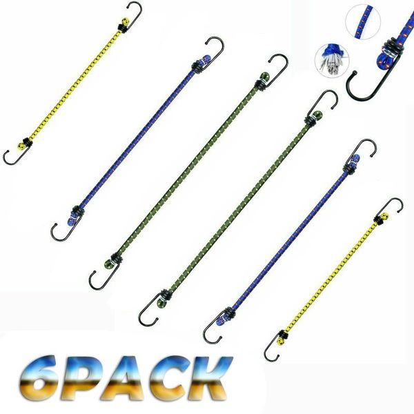 

6pcs bungee cord with hooks tent rope assembly camping accessories elasticity rubber tied luggage outdoor fixed gadgets
