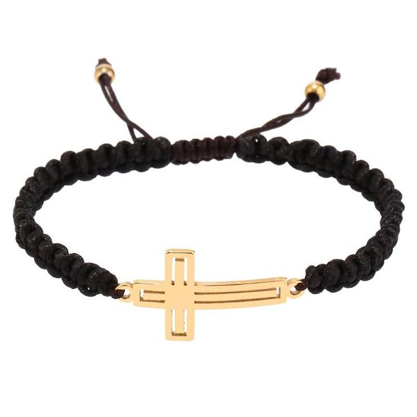 

charm bracelets lucky for women cross charms handmade braided rope, Golden;silver
