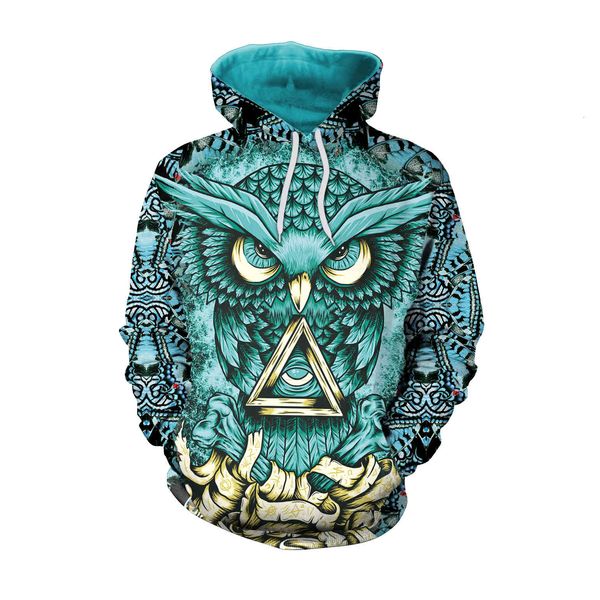 

men's hoodies & sweatshirts design hiphop owl 3d printing gold metal cool fashion autumn sweatshirt thin hooded women hoodie i688, Black
