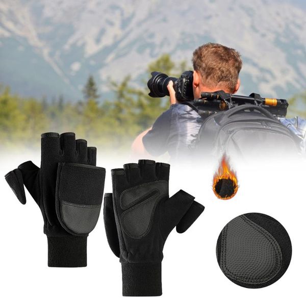 

black flip cover outdoor travel hiking fishing dslr slr camera pography gloves winter warm anti-slip touch screen half finger cycling