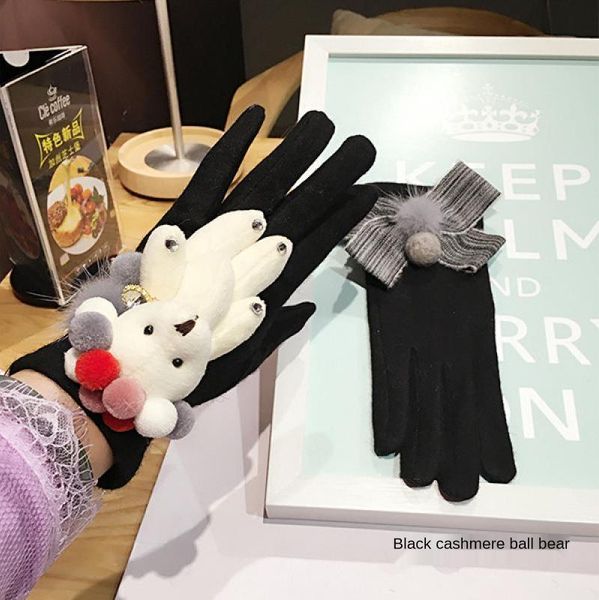 

sports gloves cashmere fashion autumn and winter ladies korea cute warm touch screen a426, Black