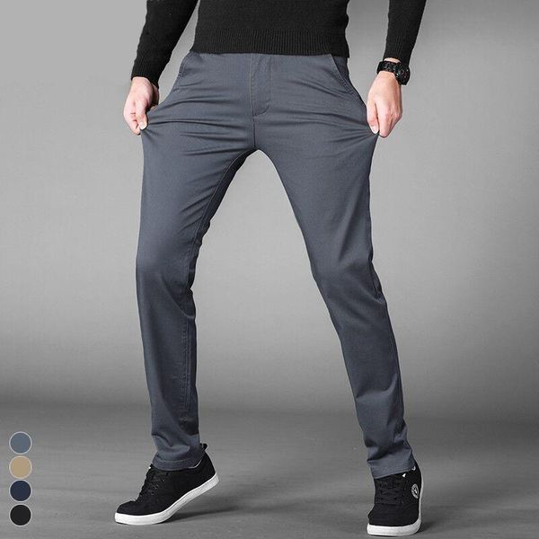

men's pants oversized 42 44 46 men classic business casual four-color stretch straight slim fit male office social trousers, Black