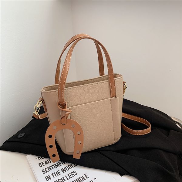 

handbag fashion bucket bag women's diagonal 2021 girl solid color single shoulder ins leisure small satchel