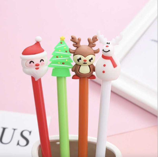 

4pcs/set christmas gel pen cute cartoon creativity kids stationery gifts student office signature exam art painting pens