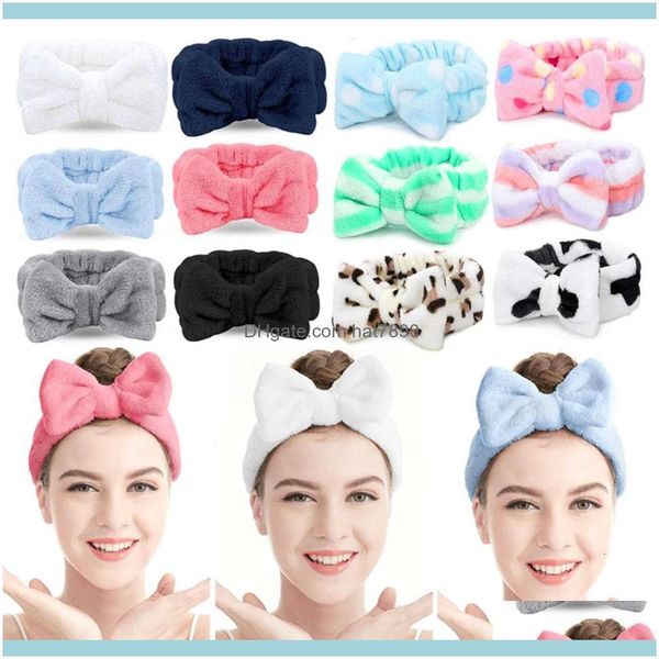 

rubber bands jewelry jewelrywomen bow hair band facial makeup spa head soft coral fleece wraps for shower washing face aessories drop delive, Pink