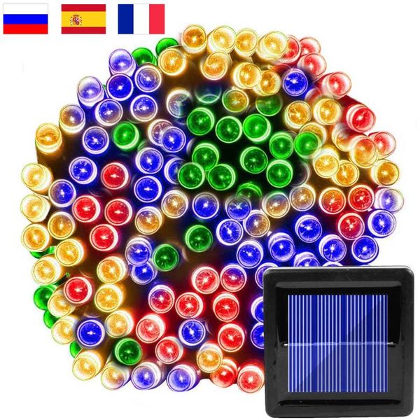

solar lamps string fairy light 100/50 led waterproof outdoor garland power street lamp festoon christmas party for garden decor