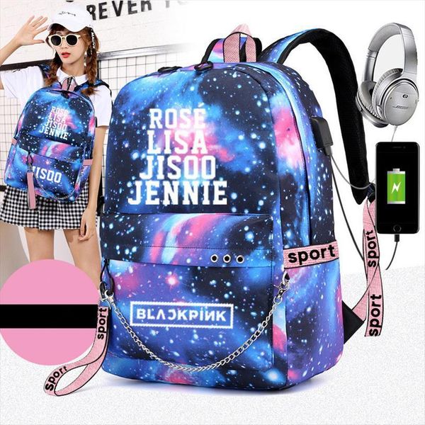 

kpop schoolbag star sky flash printed backpack blink shoulder bag jisoo jennie lisa rosé travel