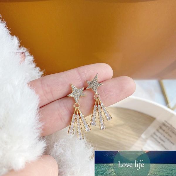 

stud lexie diary fashion luxury 14k real gold plated earring tassels pentagram for women accessory jewelry wedding gift, Golden;silver