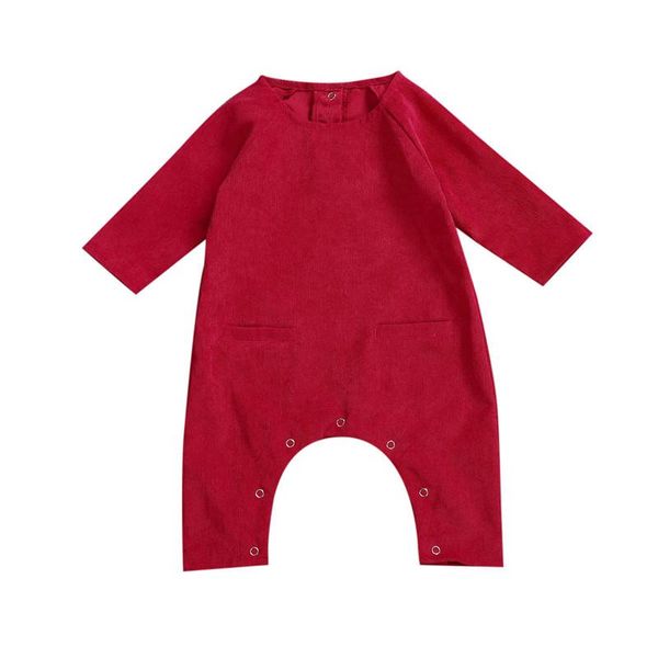 

autumn winter baby boy girl pocket romper solid color round neck long sleeve jumpsuit for kids 0-24m jumpsuits, Blue