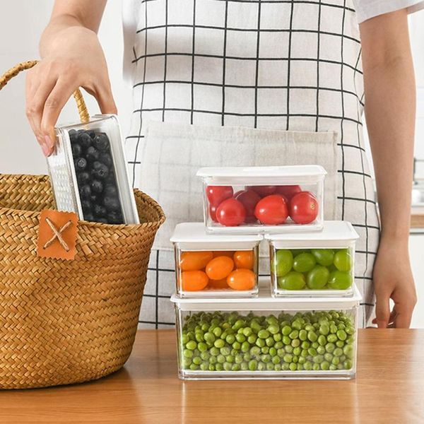 

storage bottles & jars plastic refrigerator food preservation drain box container with lid kitchen accessories organizer