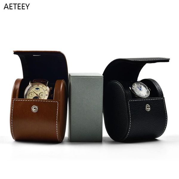 

watch boxes & cases black brown roll box pu leather wrist case travel portable jewelry two layer cowhide storage organizer, Black;blue