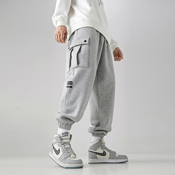 

men's pants 2021 autumn and winter three-dimensional pocket overalls high street functional wind casual trousers, Black